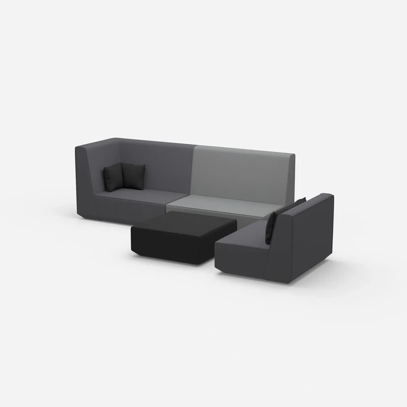 Dreisitzer Sofa mit Sessel und hoher Rückenlehne