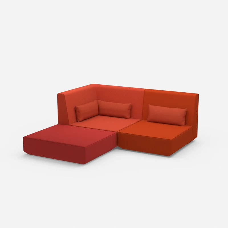 Ecksofa mit tiefer Sitzfläche und hoher Rückenlehne