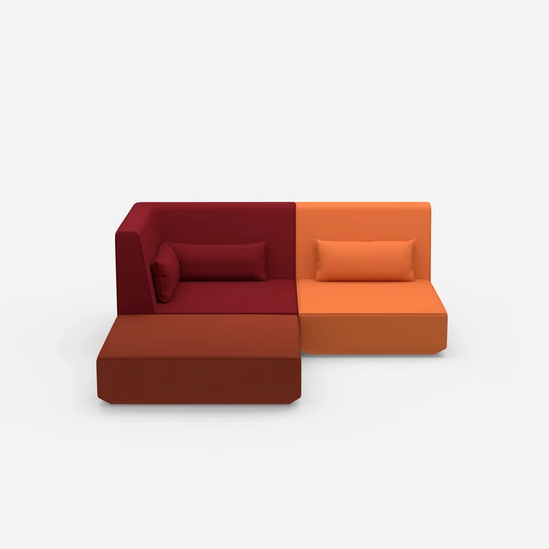 Ecksofa mit tiefer Sitzfläche und hoher Rückenlehne