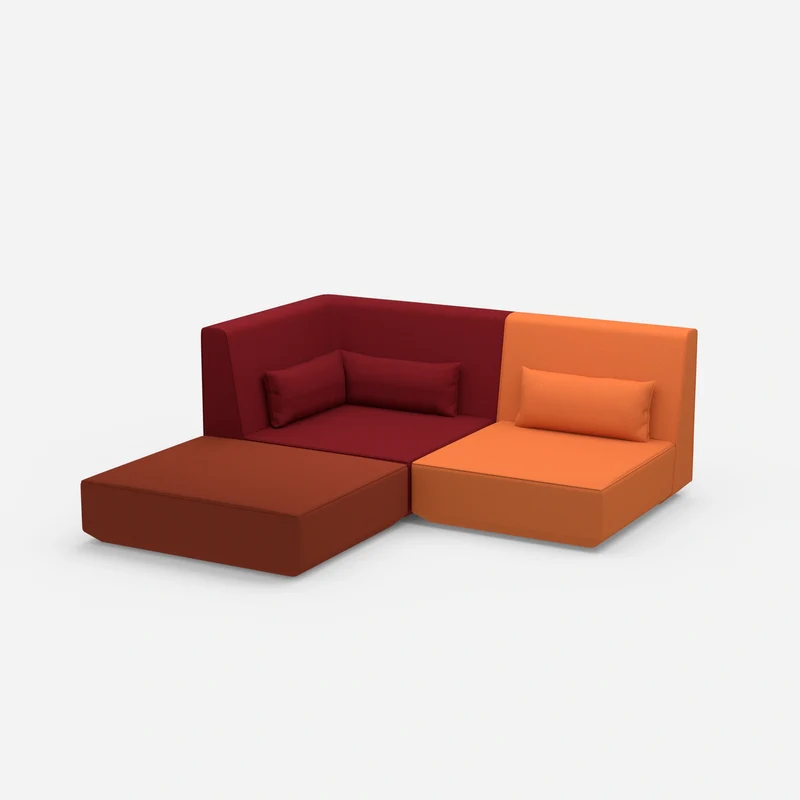 Ecksofa mit tiefer Sitzfläche und hoher Rückenlehne