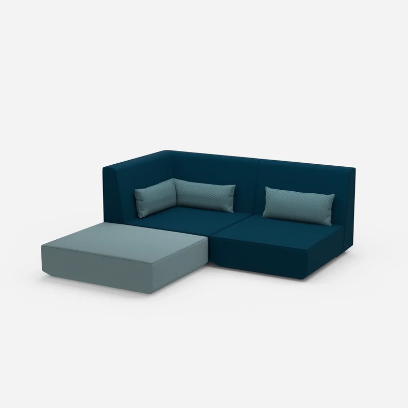 Ecksofa mit tiefer Sitzfläche und hoher Rückenlehne