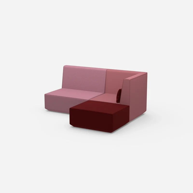 Rosa Ecksofa mit hoher Rückenlehne