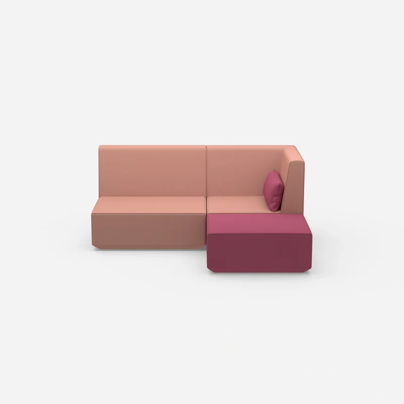 Rosa Ecksofa mit hoher Rückenlehne