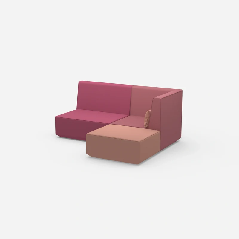 Rosa Ecksofa mit hoher Rückenlehne