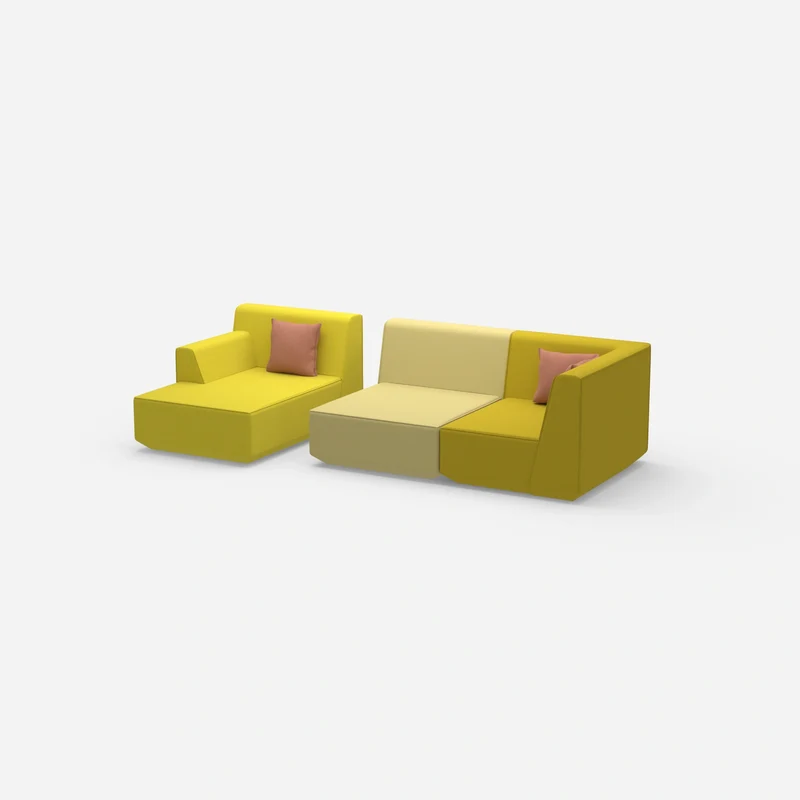 Modulares Sofa für 2 mit Ottomane