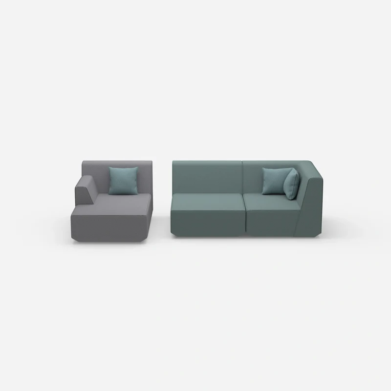 Modulares Sofa für 2 mit Ottomane