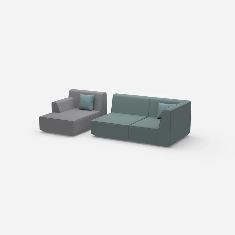 Modulares Sofa für 2 mit Ottomane