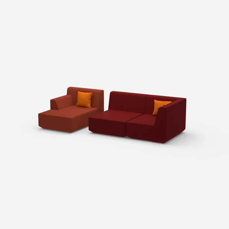 Modulares Sofa für 2 mit Ottomane