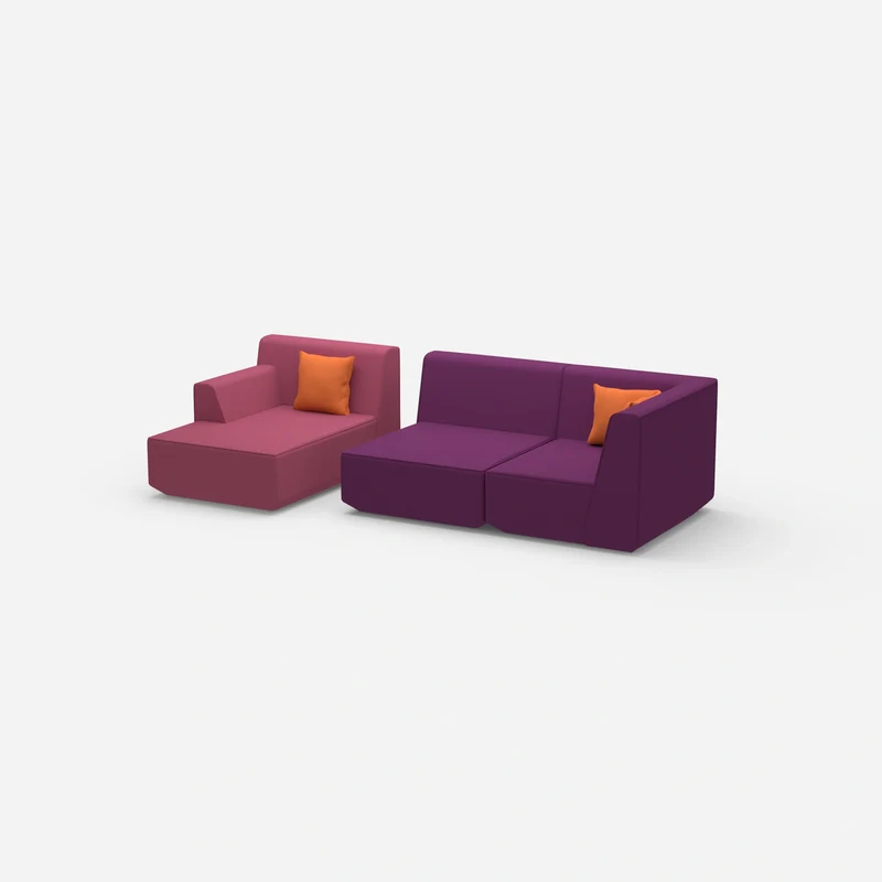 Modulares Sofa für 2 mit Ottomane