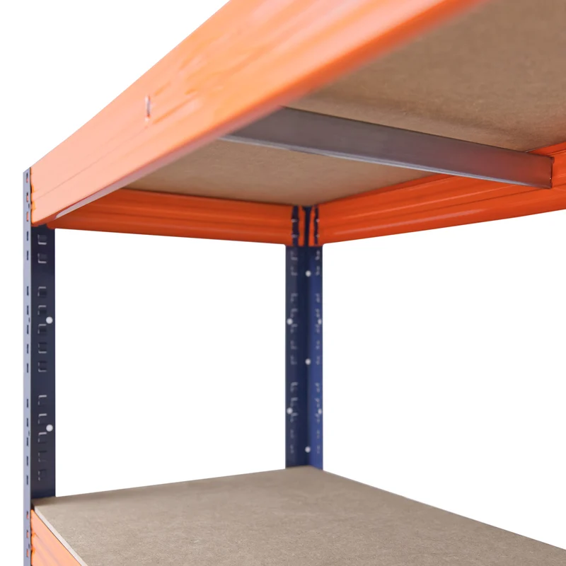 shelfplaza PRO Schwerlastregal 230x100x60 cm blau-orange mit 5 Böden