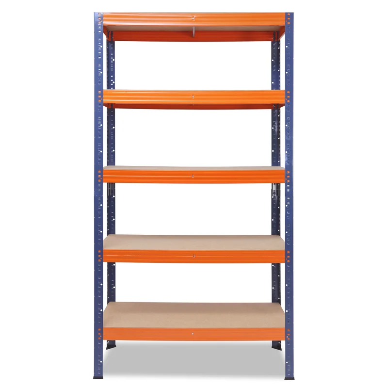 shelfplaza PRO Schwerlastregal 230x100x60 cm blau-orange mit 5 Böden