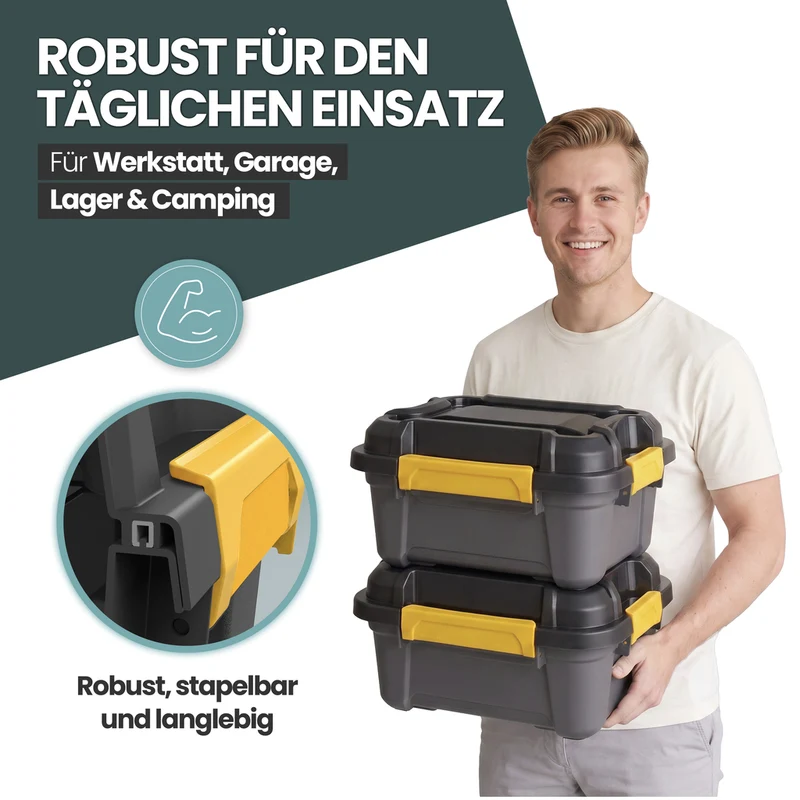 Wasserdichte Aufbewahrungsbox 'Bunker' 12 Liter mit Deckel - IP67 (Set wählbar)