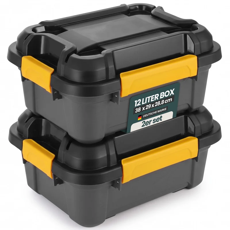 Wasserdichte Aufbewahrungsbox 'Bunker' 12 Liter mit Deckel - IP67 (Set wählbar)