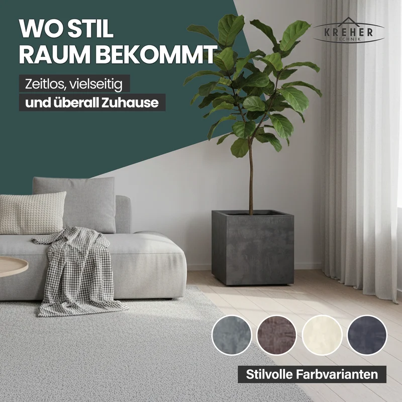 XL Pflanzkübel 'Millennium' 10 Liter, eckig in Anthrazit