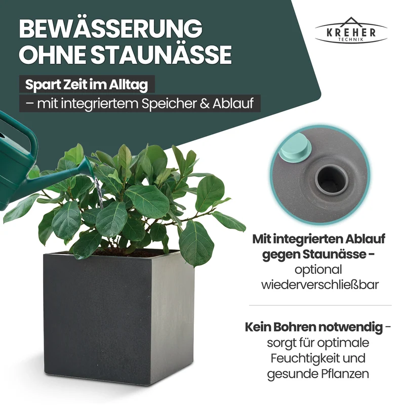 XL Pflanzkübel 'Millennium' 10 Liter, eckig in Anthrazit