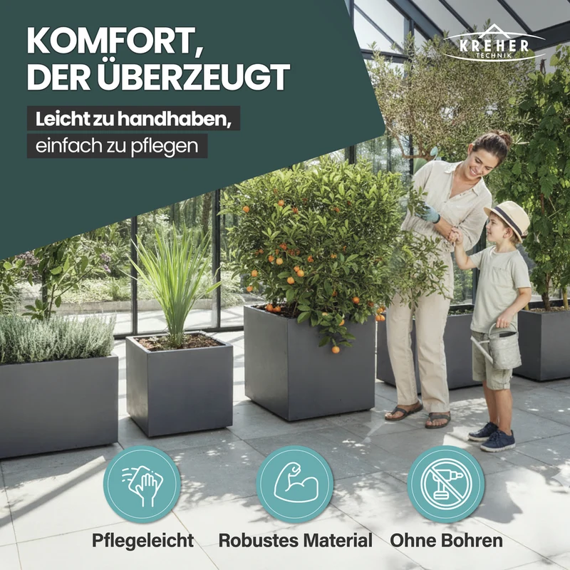 XL Pflanzkübel 'Millennium' 10 Liter, eckig in Anthrazit