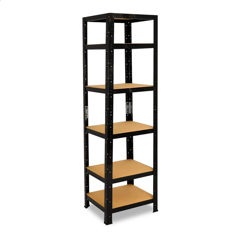 shelfplaza BLACK Schwerlastregal 180x30x30 cm schwarz mit 6 Böden