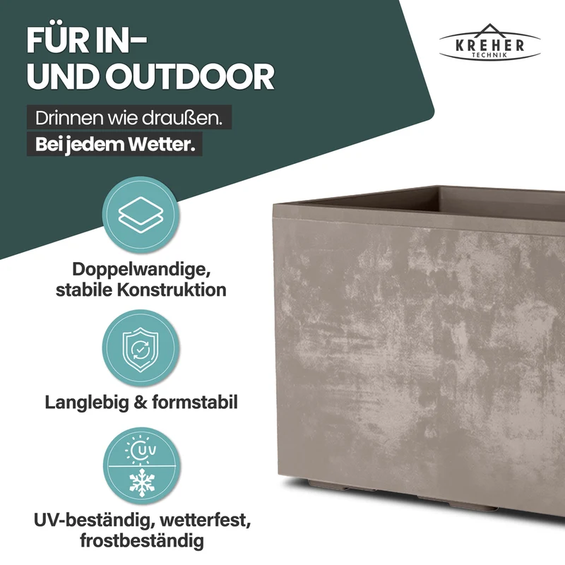 XL Pflanzkübel 'Millennium' 100 Liter, rechteckig in Sandbraun