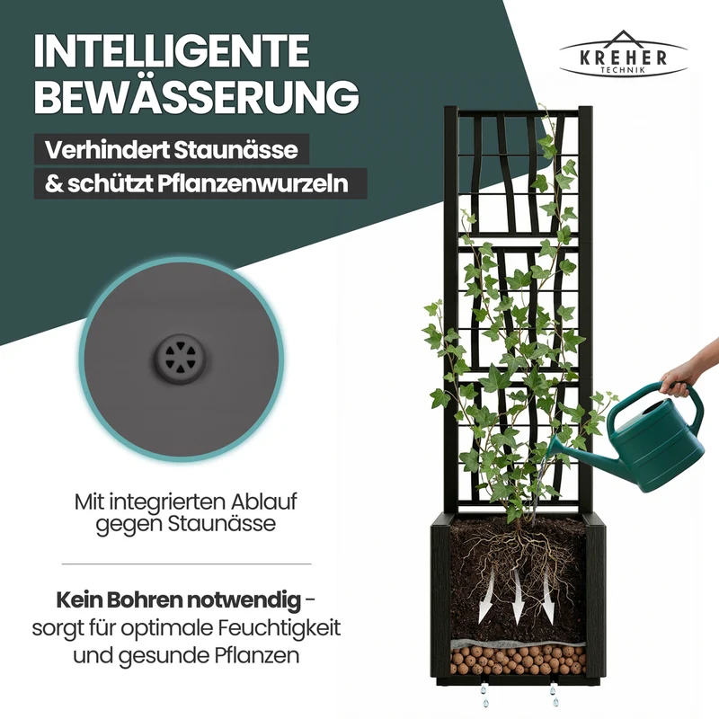 Set: 2 x XL SPALIER 'Ethica' - 36 x 36 x 140 cm - in Struktur Optik - schmale Version - in Anthrazit