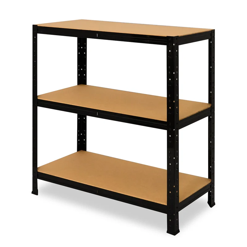 shelfplaza BLACK Schwerlastregal 90x100x50 cm schwarz mit 3 Böden