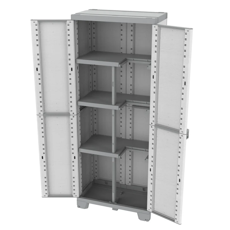 XL Universal/-Spindschrank mit 3 Böden 'Sequoia' in Holz Optik in Grau