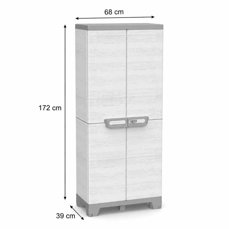 XL Universal/-Spindschrank mit 3 Böden 'Sequoia' in Holz Optik in Grau