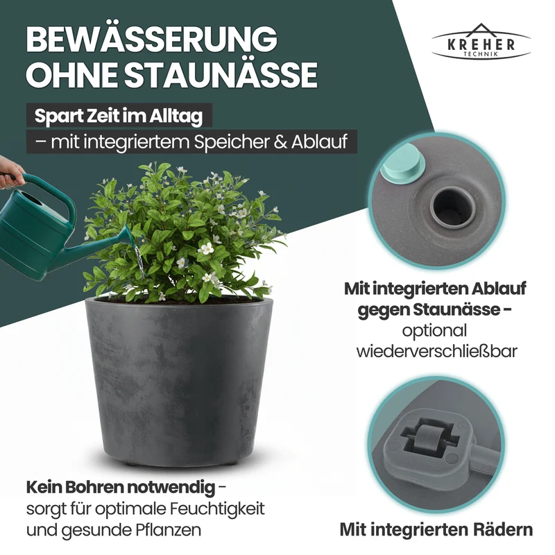 2 x Pflanzkübel 'Millennium' 80 Liter, rund in Anthrazit