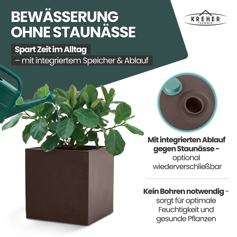 2 x Pflanzkübel 'Millennium' 40 Liter, eckig in Braun