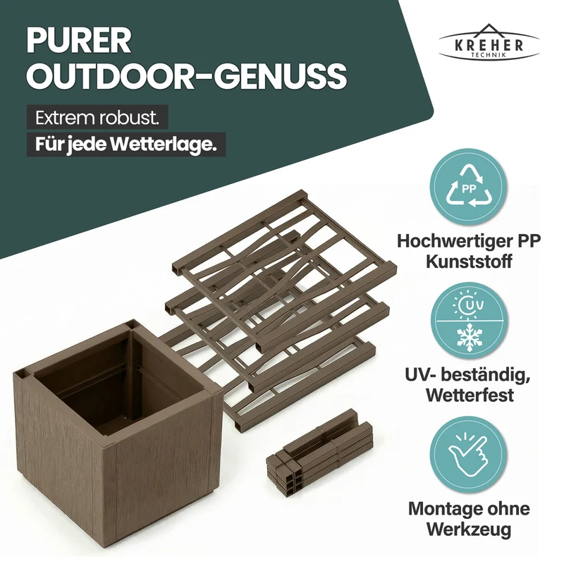 Set: 2 x XL SPALIER 'Ethica' - 36 x 36 x 140 cm - in Struktur Optik - schmale Version - in Taupé