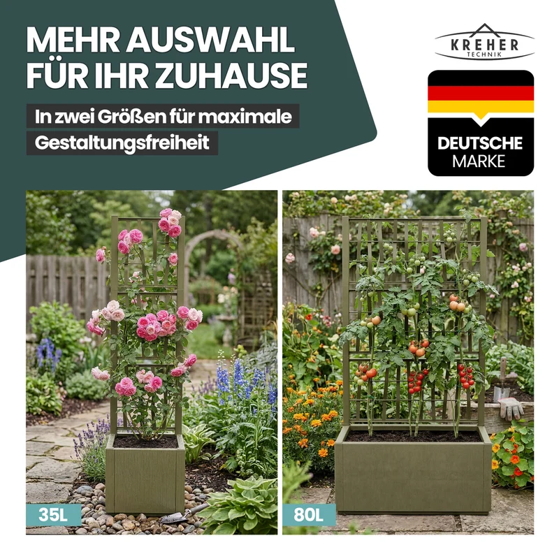 Set: 2 x XL SPALIER 'Ethica' - 36 x 36 x 140 cm - in Struktur Optik - schmale Version - in Olivgrün