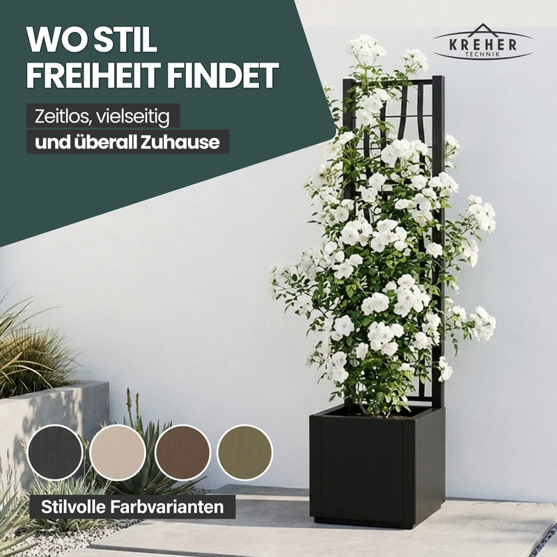 XL SPALIER 'Ethica' - 36 x 36 x 140 cm - in Struktur Optik - schmale Version - in Anthrazit