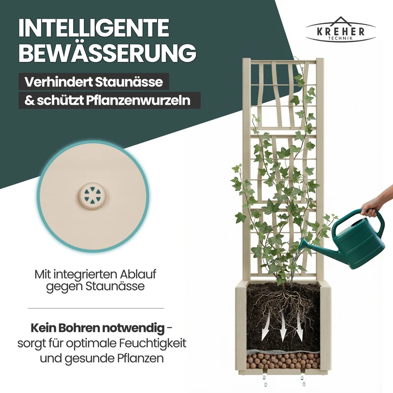 XL SPALIER 'Ethica' - 36 x 36 x 140 cm - in Struktur Optik - schmale Version - in Beige