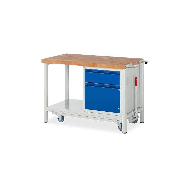 Fahrbare Werkbank (Absenkbar) mit 1x Schublade und 1x Türe