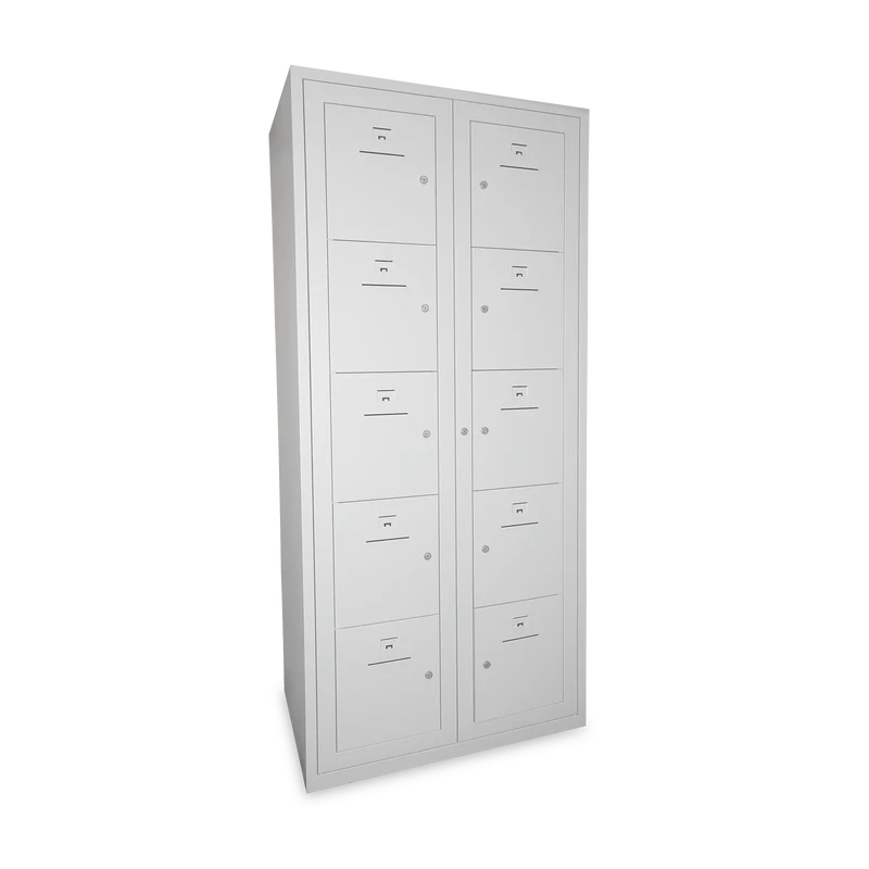 Verteilerschrank – 10 Fächer & 2-Abteile | Korpus Lichtgrau