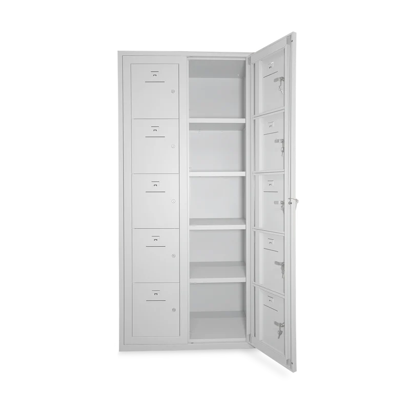 Verteilerschrank – 10 Fächer & 2-Abteile | Korpus Lichtgrau