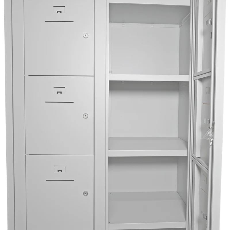 Verteilerschrank – 10 Fächer & 2-Abteile | Korpus Lichtgrau