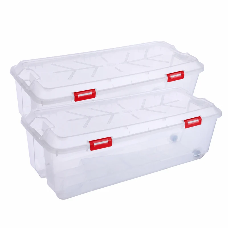 XXL Weihnachtsbaumbox mit Rollen - Transparente Kunststoffbox mit Deckel für Weihnachtsbaum, Weihnachtsdeko, Girlanden & Zubehör