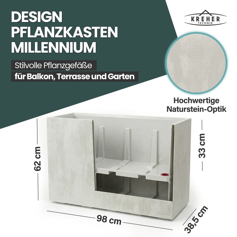 XXL Sichtschutz Pflanzkasten 'Millennium Fence' in Creme Weiß (3 Stück)