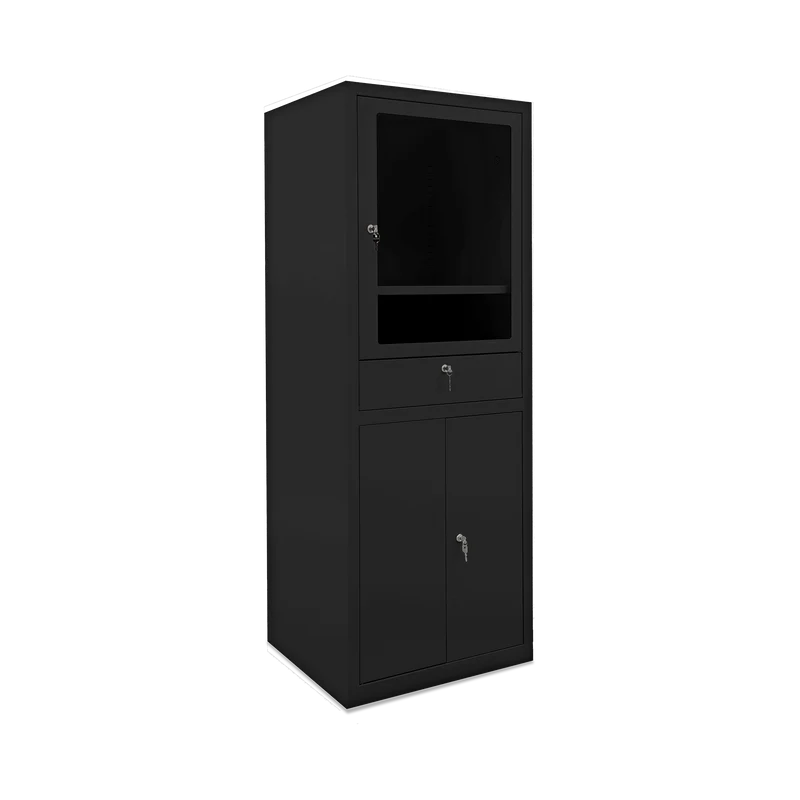 Computerschrank (Abschließbar) in Tiefschwarz
