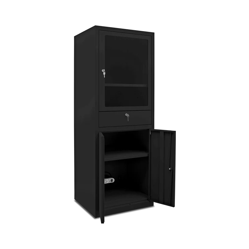 Computerschrank (Abschließbar) in Tiefschwarz
