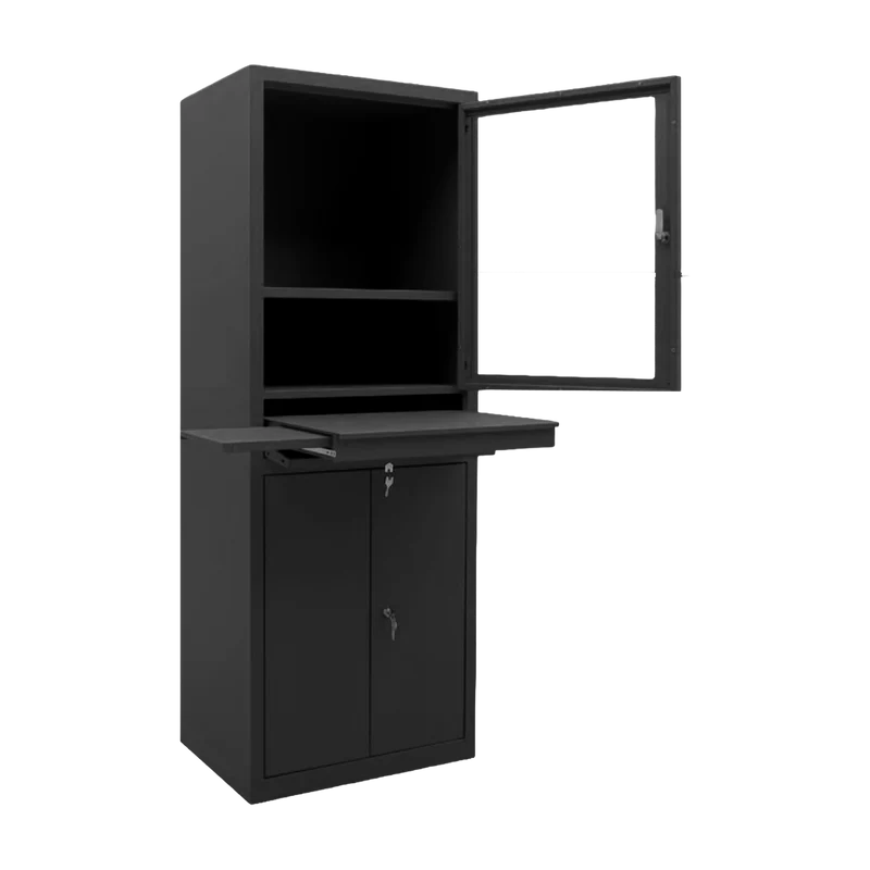 Computerschrank (Abschließbar) in Tiefschwarz