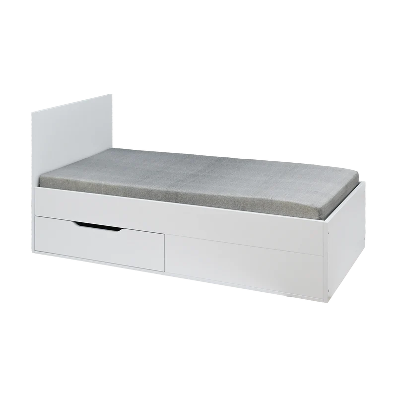 Holzbett mit Schublade – 90 × 200 cm – Weiß