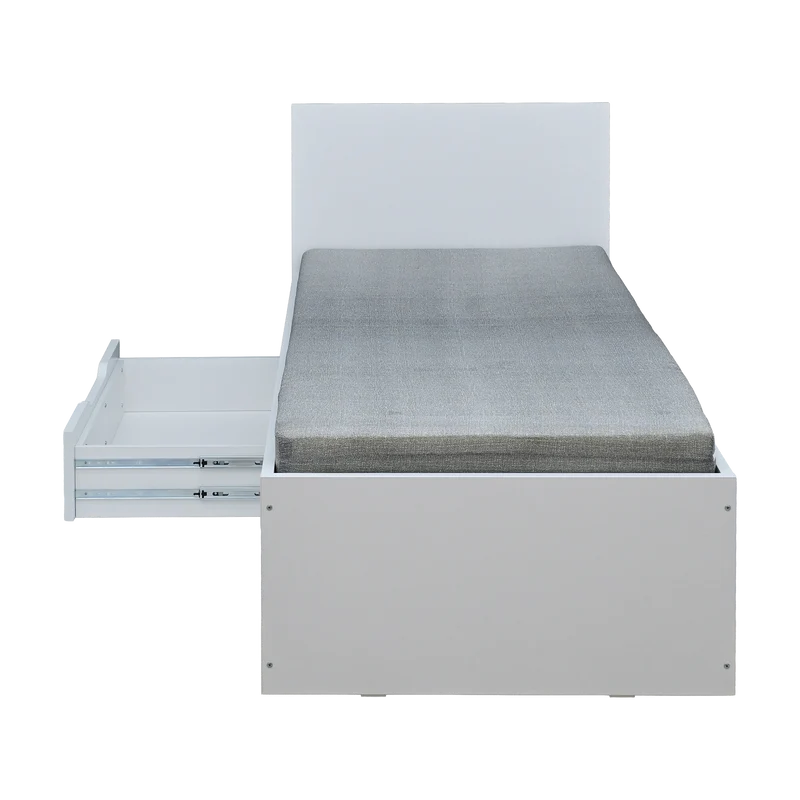 Holzbett mit Schublade – 90 × 200 cm – Weiß