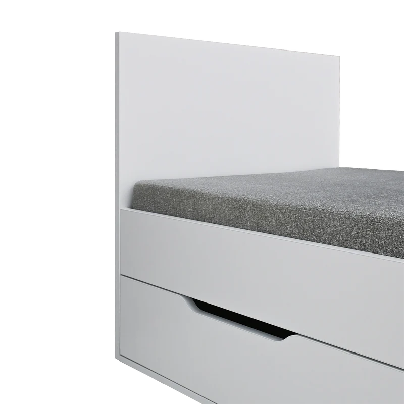 Holzbett mit Schublade – 90 × 200 cm – Weiß