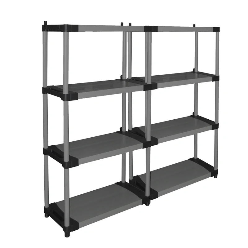 Set: 2 x ARMADIO Schwerlastregal mit 4 Ebenen, 80 x 40 x 168 (schwarz/grau)