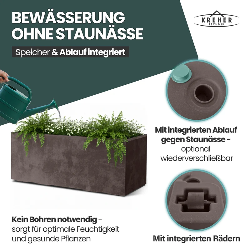 XL Pflanzkübel 'Millennium' 100 Liter, rechteckig in Braun