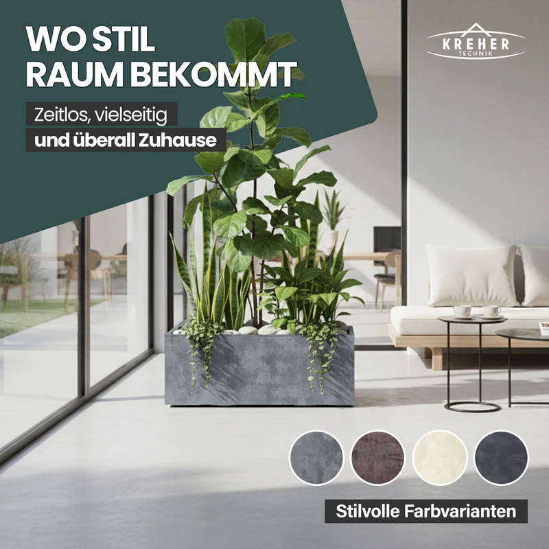 XL Pflanzkübel 'Millennium' 100 Liter, rechteckig in Grau