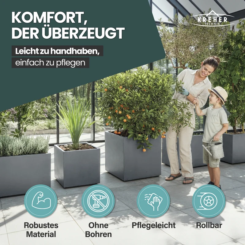 XL Pflanzkübel 'Millennium' 100 Liter, rechteckig in Grau