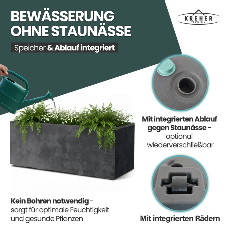 XL Pflanzkübel 'Millennium' 100 Liter, rechteckig in Anthrazit