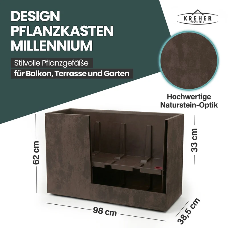XXL Sichtschutz Pflanzkasten 'Millennium Fence' in Braun